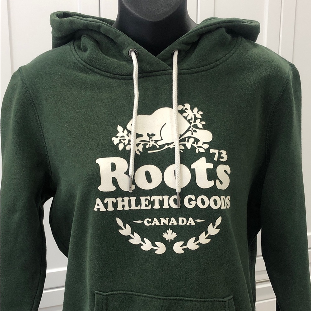 🦫 Roots Forest Green Sweatshirt Hoodie – Size Small – Beaver Logo - Picture 3 of 12